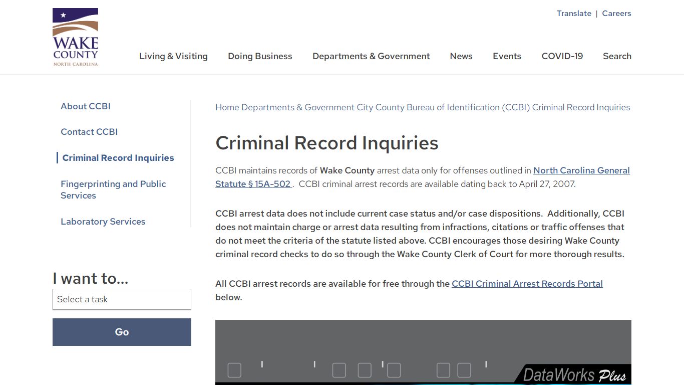 Criminal Record Inquiries | Wake County Government